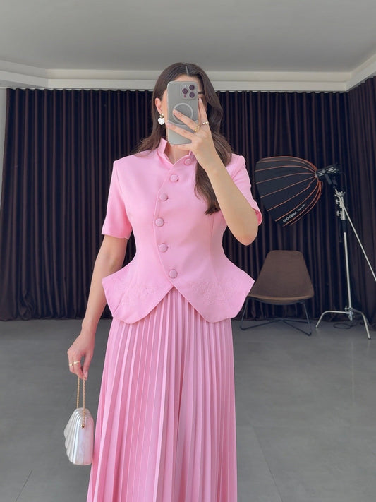 Pink Pleated Set