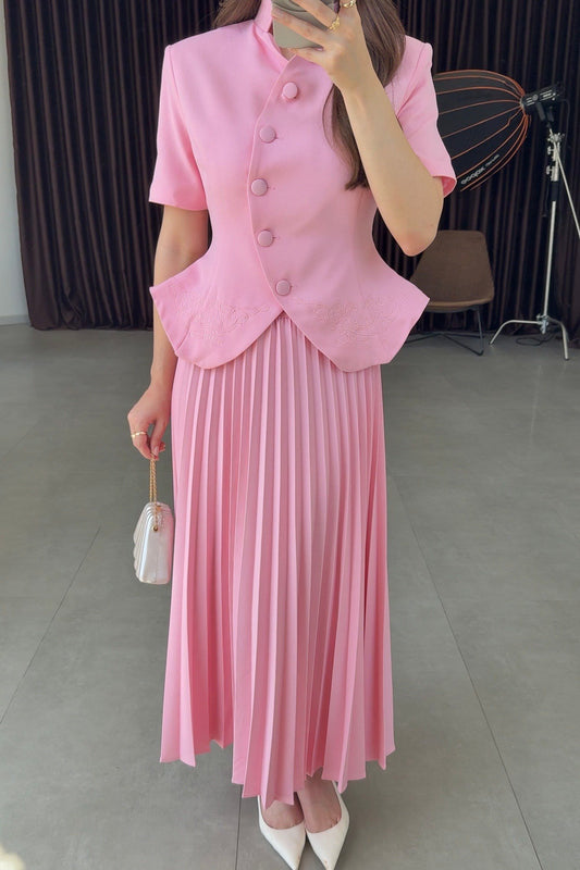 Pink Pleated Set