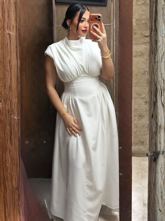 White Padded Dress