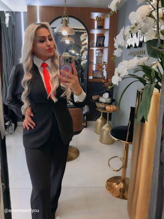 Black Waisted Trouser Set