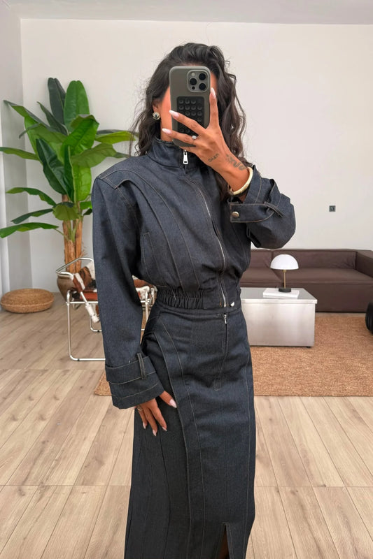 Avery Charcoal Denim Three-Piece Set