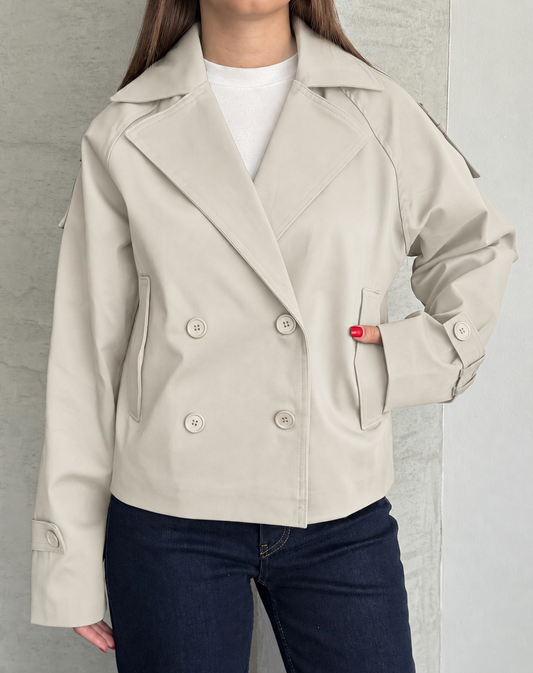 Sienna Beige Cropped Trench Jacket