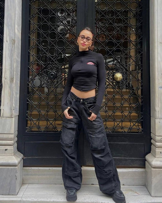 ROPE BLACK CARGO PANTS