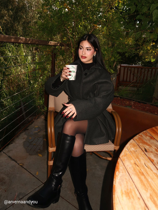 BELTED CACHET COAT WITH CAPE DETAIL JACKET