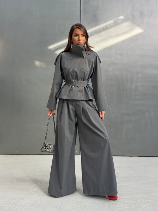 Double-Breasted Trench Set