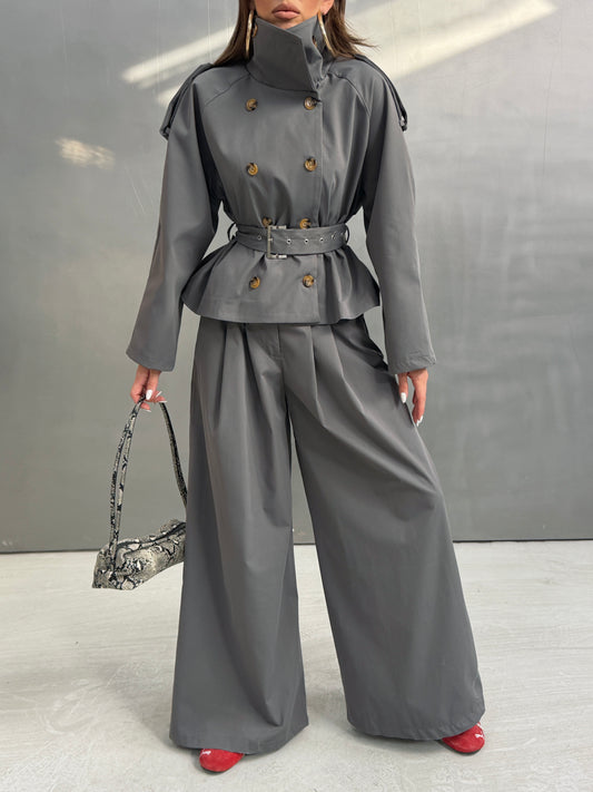 Double-Breasted Trench Set