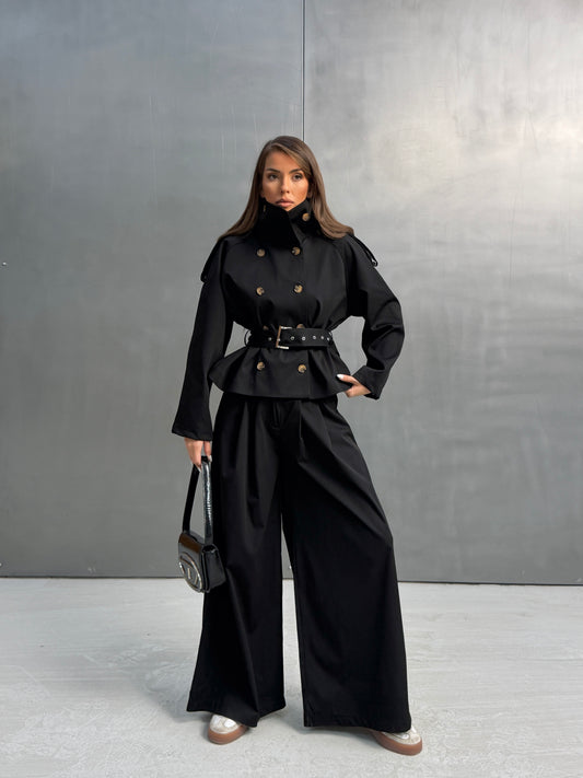Double-Breasted Trench Set