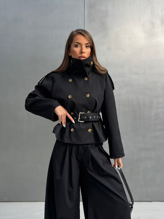 Double-Breasted Trench Set