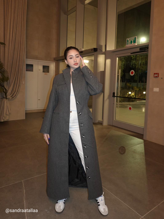 Tailored Longline Charcoal Grey  Coat