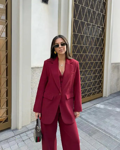 Brand Model Lined Self-Padded Burgundy Jacket