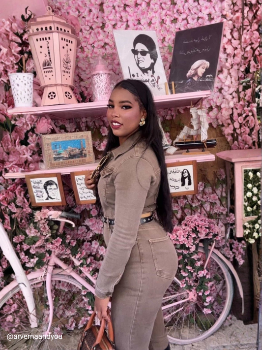 جمبسوت جينز بني اللون للنساء