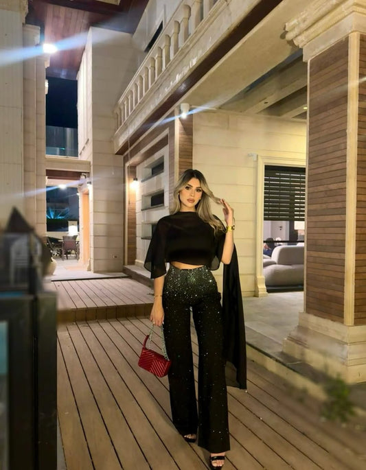 Black Shynix Embellished Trousers