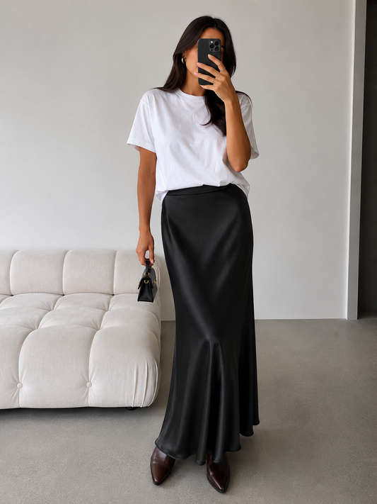 Elegant Satin Bias Skirt