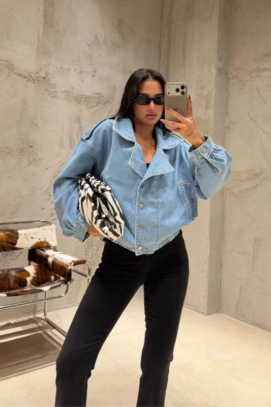 Avery Oversized Denim Trench Jacket
