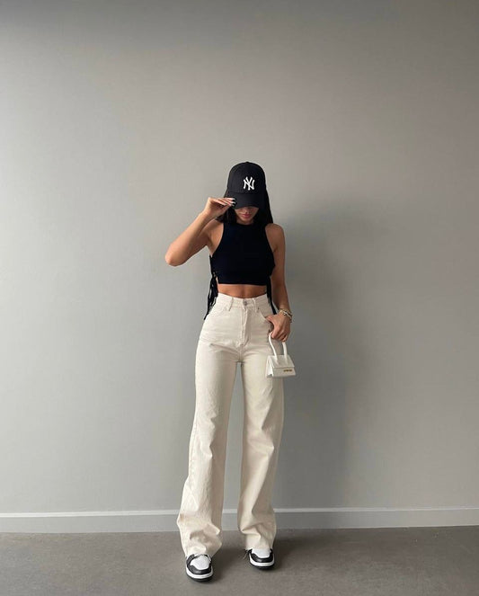 Beige High Waist Pants