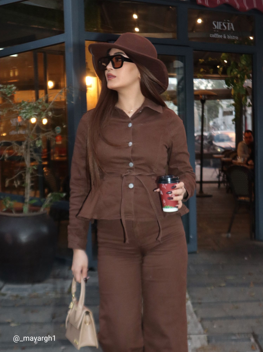 بدلة جينز بنية