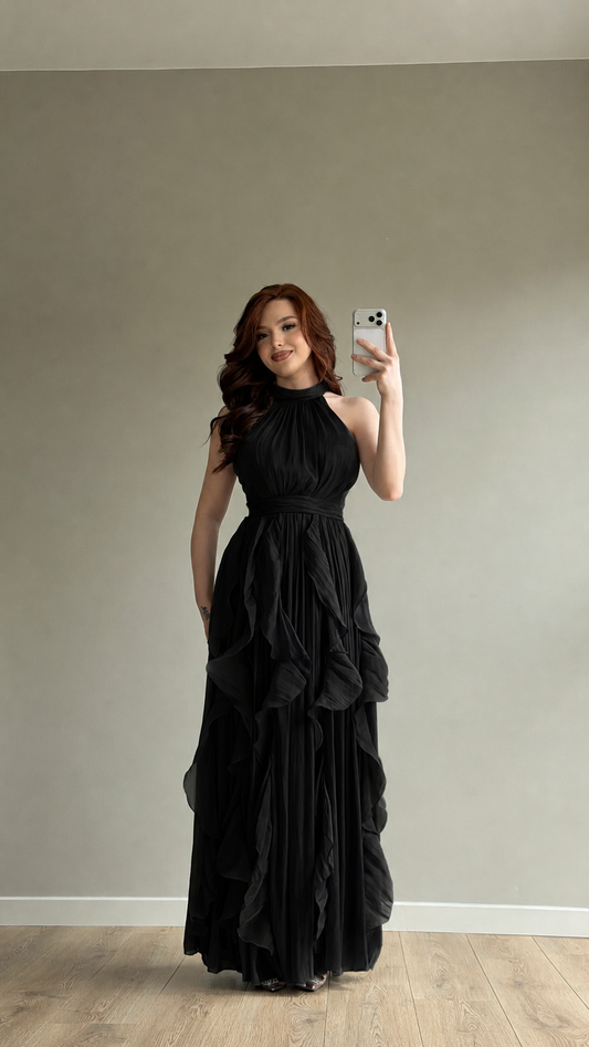 Passion Ruffle Black Dress