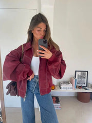 ARVERNA Oversized Contrast Red Jacket