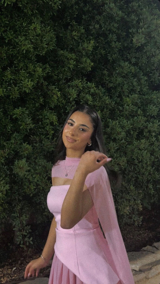 Luna Chiffon Evening with Scarf Pink Dress