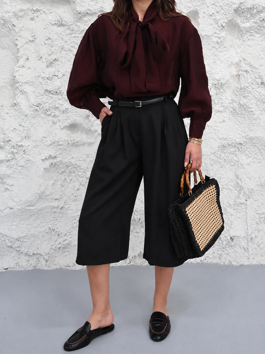 Wide-Leg Culotte Pants