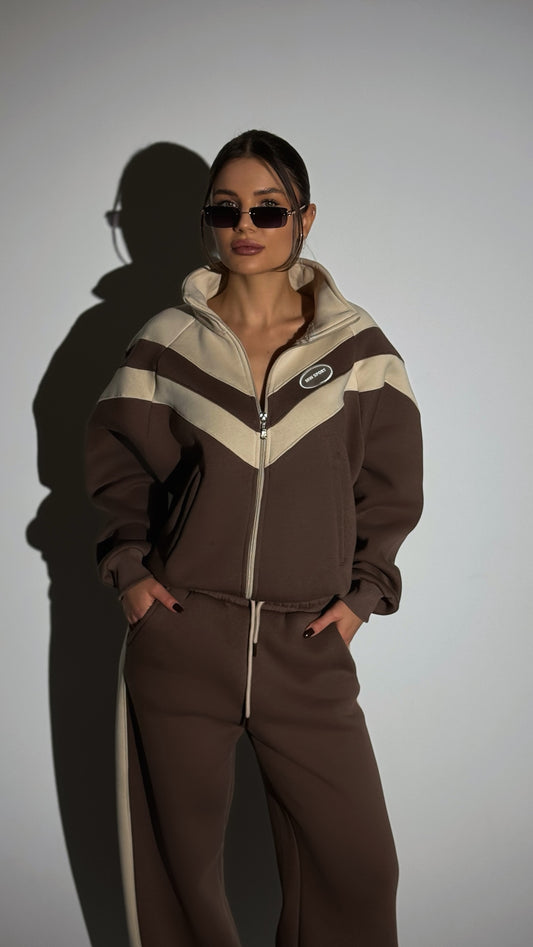 Viana Brown Striped Tracksuit