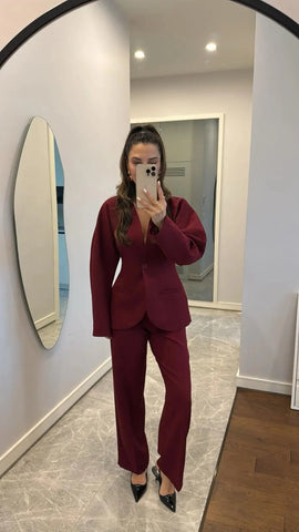 Bordo Waisted Trouser Set