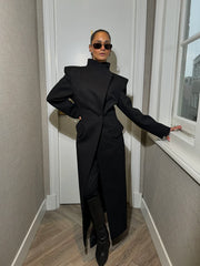 STAND-UP COLLAR WAIST SITTING PADDED MAXI CACHET COAT