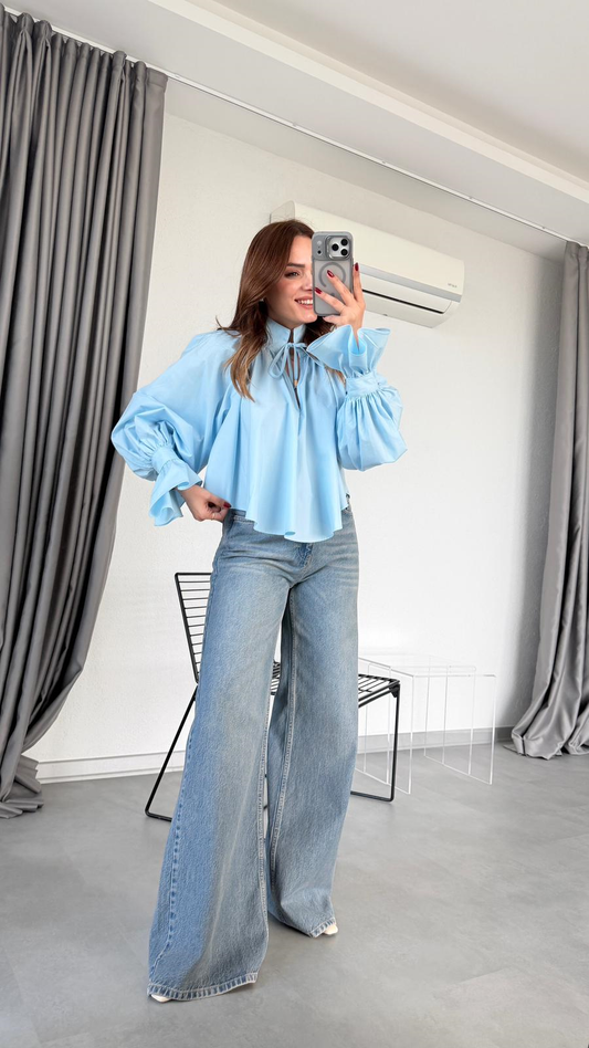 With Collar Tie Detail Shirt