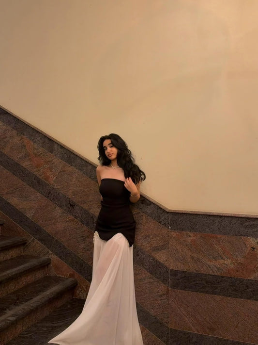 Black Dress with Pearl Detail