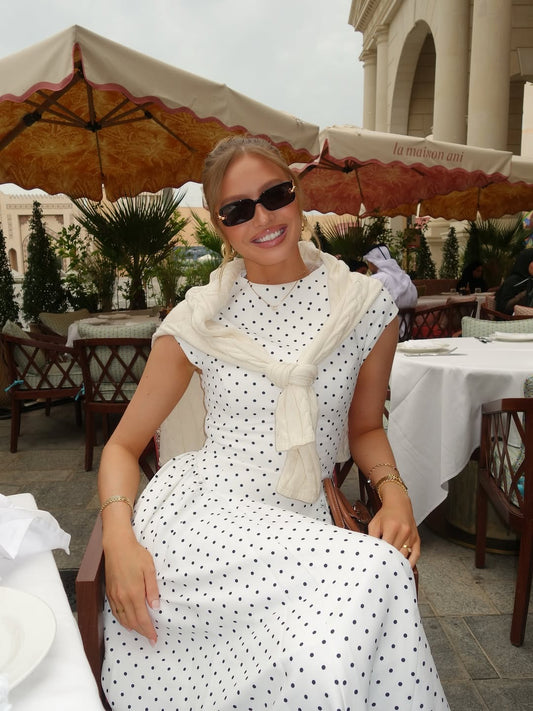 WAIST-FITTED POLKA DOT DRESS