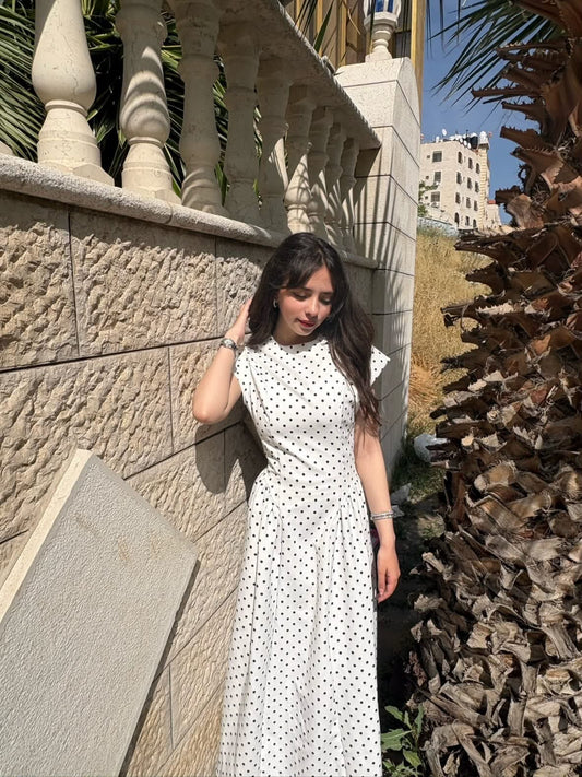 WAIST-FITTED POLKA DOT DRESS