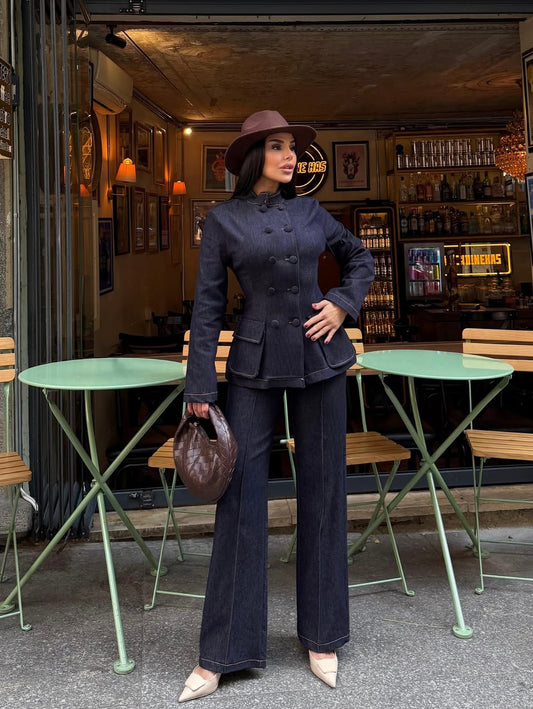 Navy Blue Helins Denim Suit