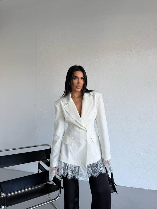 White with Lace Details Jacket