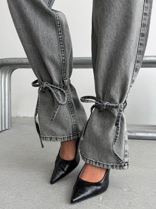 Bow Detail Grey Jeans