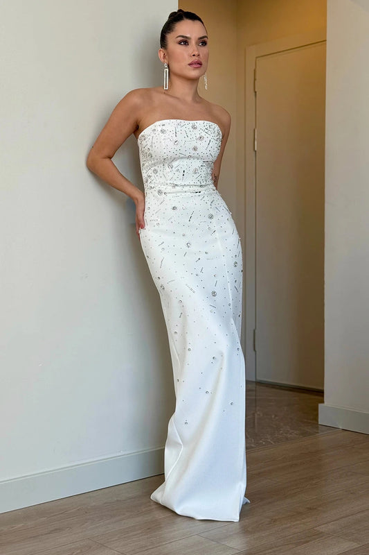Luxury Strapless Stone Evening Dress ARVERNA