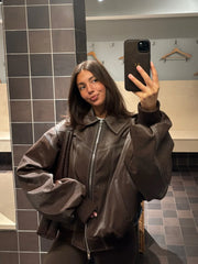 ARVERNA Oversized Contrast Brown Jacket