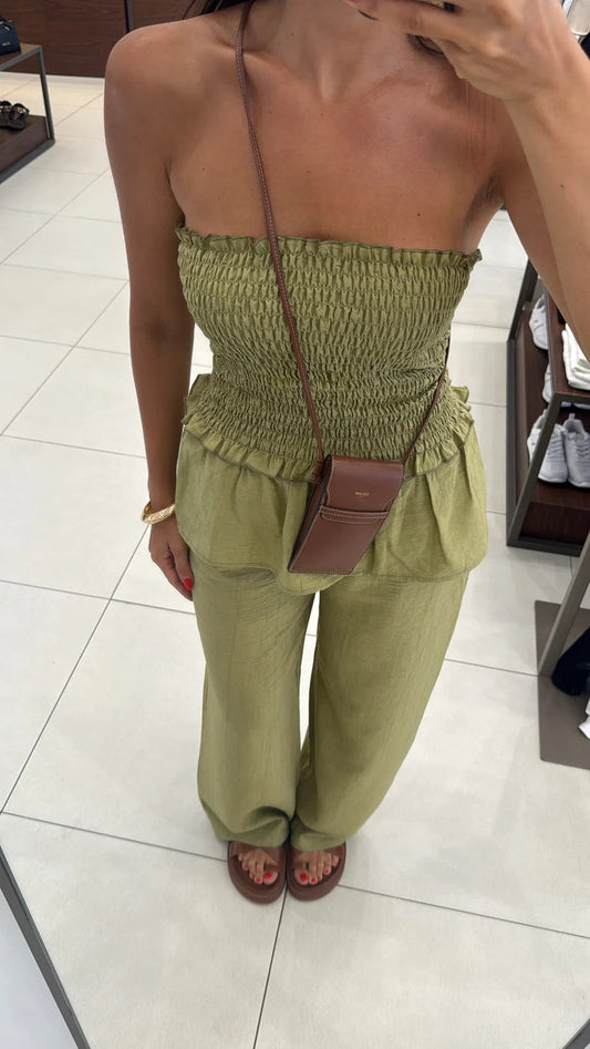 Strapless Blouse and Trouser Set