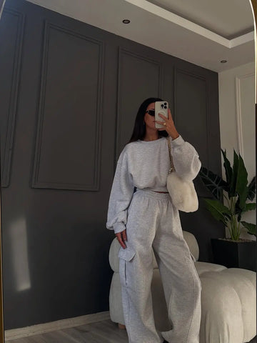 Berry Carmelange Cargo Pocket Crop Tracksuit