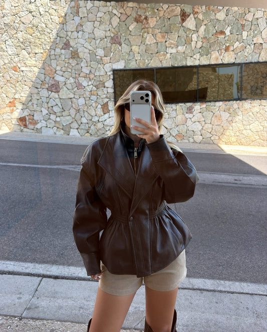Valeria Espresso Leather Jacket