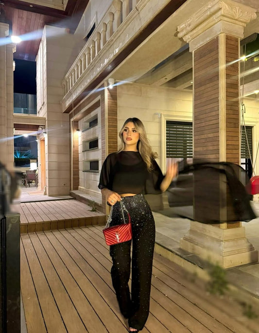 Black Shynix Embellished Trousers