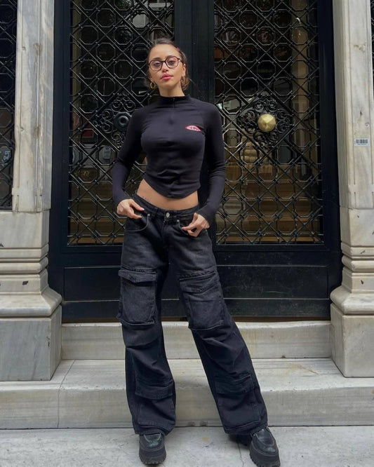 ROPE BLACK CARGO PANTS