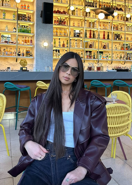 MAROON OVERSIZED PREMIUM LEATHER WITH LARGE POCKETS JACKET