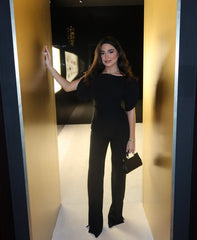 Balloon Sleeve Black Blouse