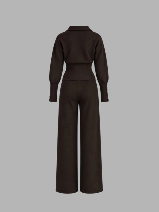 Aurelia Brown Ribbed Waist Set