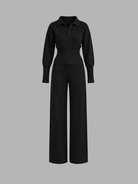 Aurelia Black Ribbed Waist Set