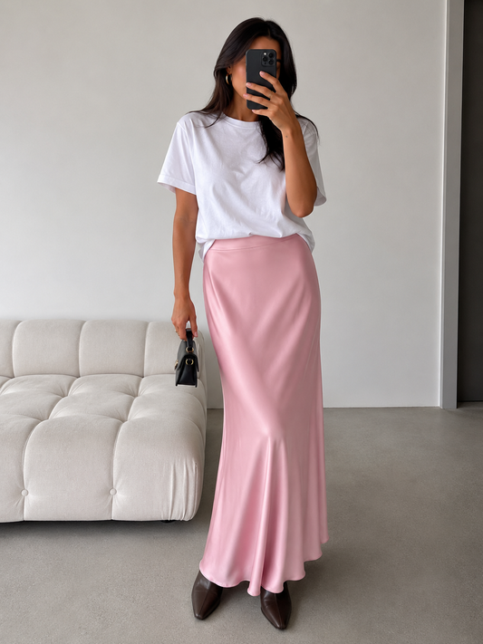 Elegant Satin Bias Skirt