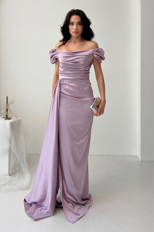 Musa Slit Detail Balloon Sleeve Evening Dress ARVERNA