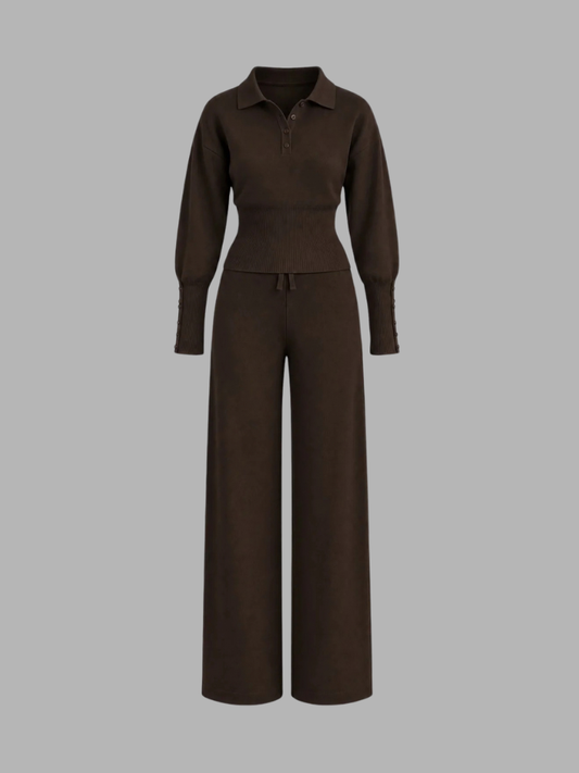 Aurelia Brown Ribbed Waist Set