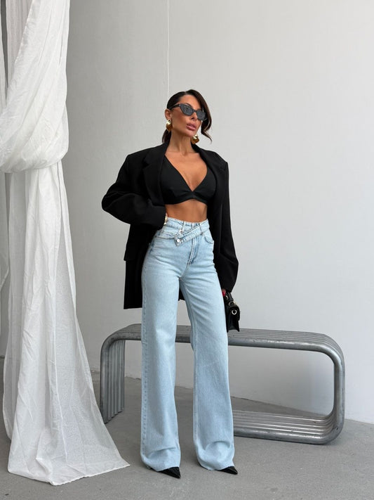 Ice Blue High-Waist Jeans