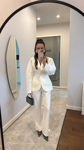 White Waisted Trouser Set